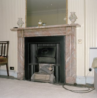 Interior. Upper level suite. Mrs Brodie's BedroomDetail of fireplace