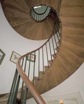 Interior. Ground floor. Back stair. Detail. (CN Only) looking up the spiral