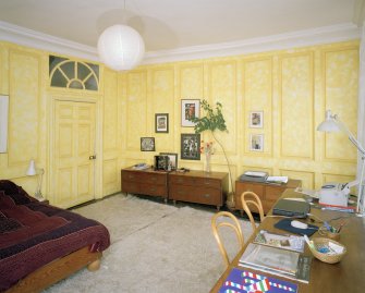 Interior. Third floor. Master bedroom showing panelling and fanlight