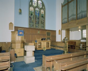 Interior.View from NE from gallery showing roof structure