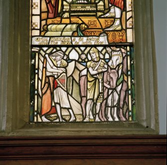 Interior. Chancel stained glass window of the cruxifiction by Douglas Strachan 1924