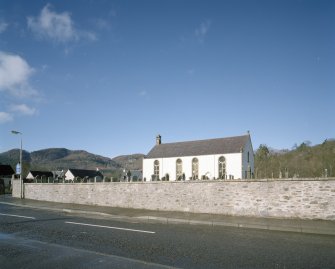 View from SE showing graveyard wall