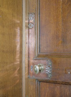 Detail of door furniture in W house E entrance
