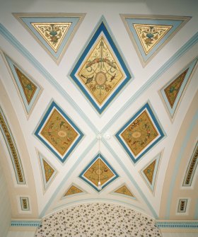 Interior. Boudoir Detail of painted vaulted ceiling with inset painted neo-classical panels (CN only)