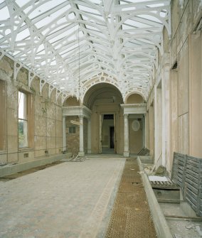 Interior. Conservatory View from W showing columned entrance, floor grilles and planters