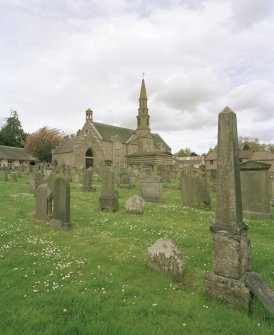 View of Church from graveyard from SW showing Aisle and Lynedoch Mausoleum