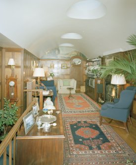 Interior. View of 1st floor vaulted gallery from N