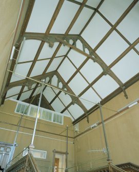 Interior. Detail of N wing  former Bishop's Palace  main stair ceiling