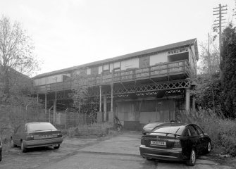 View from ENE of road level ticket office from trackbed.