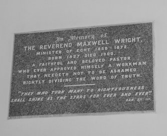 Interior. Detail of Rev Maxwell Wright memorial