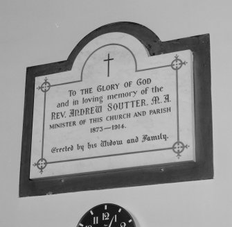 Interior. Detail of Rev Andrew Soutter memorial