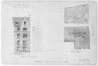 Photographic copy of elevation and plan of proposed houses at Ramsay Lane.