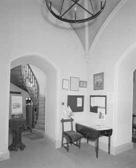Interior.
View of vaulted entrance lobby with gallery stair beyond.