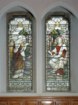 Interior.
Detail of stained glass windows depicting Our Lord with the Samaritan woman by Ballantine 1901-1906.