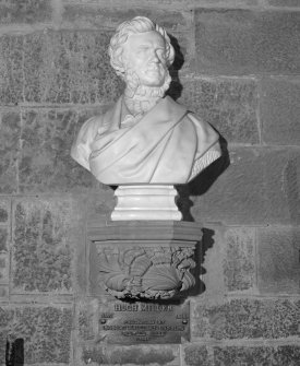 Interior. 2nd. floor, exhibition room, detail of bust of Hugh Miller