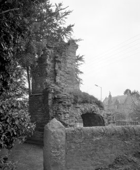 View of remains of abbey gatehouse from North