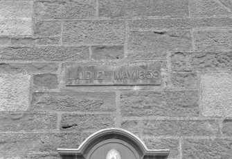 Detail of datestone "LAID 12th MAY 1859"