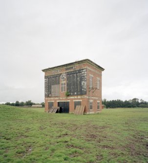 View of race information building from South