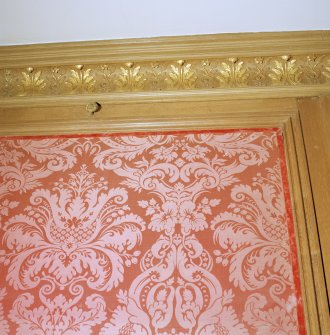 Interior, detail of hall silk wall hanging