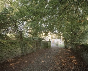 View of S entrance pathway.