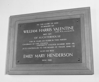 Interior.
Detail of Valentine memorial plaque.