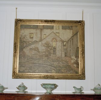 Interior, detail of  Hornel painting of the rear of 14 High Street, Kirkcudbright in the dining room