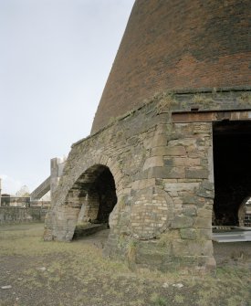 Detailed view of W side of octagonal base of North Cone