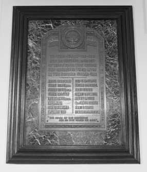 Interior, detail of WWII memorial plaque