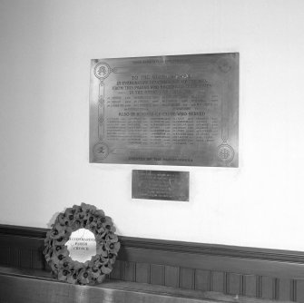 Interior, detail of war memorials transferred from Kinkell Church