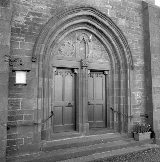 Exterior, detail of main entrance.