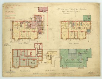 House for the Misses Ford.
Photographic copy of ground floor plan, first floor plan, foundation plan and roof plan.