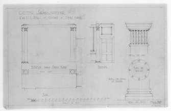 Photographic copy of details of columns in dining room.