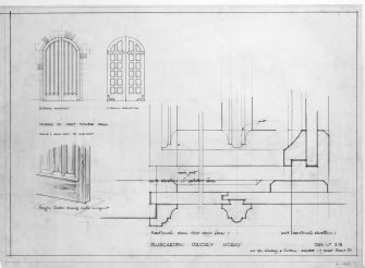 Photographic copy of details of doorway in West tower wall.