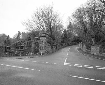 View of boundary wall and South West gate pier