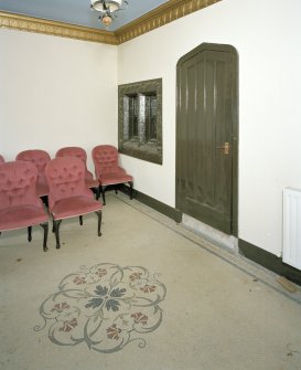 Interior. View of chapel or garden hall from East with mosaic floor