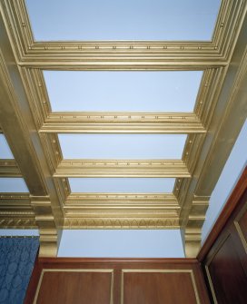 Interior. first floor bedroom, detail of ceiling