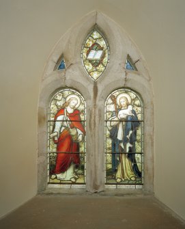 Interior. Detail of stained glass window
