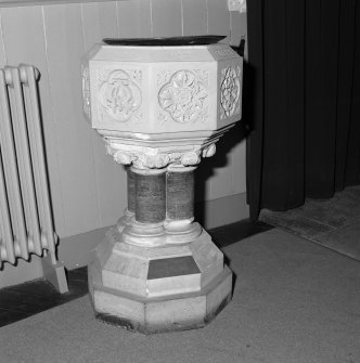 Interior, detail of Victorian font