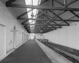 Interior. View from W showing platform and wooden king-post roof trusses