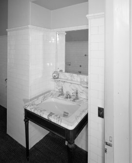 Interior. First floor Detail of master bathroom basin