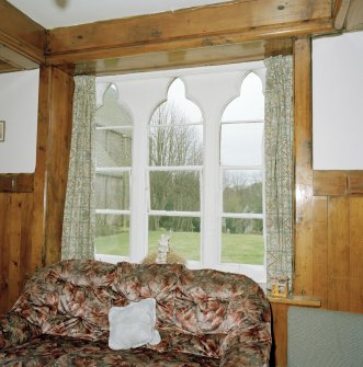 Interior. Ground floor Common room Detail of mullioned gothic window