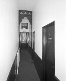 Interior. first floor View of corridor from S