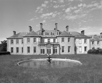View from S showing garden front and circular pond