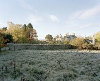 View from ENE showing the house and walled garden