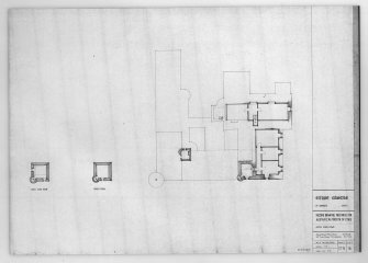 Photographic copy of drawing showing upper floor plans.
Record drawing prepared for Alistair C W Forsyth of Ethie.