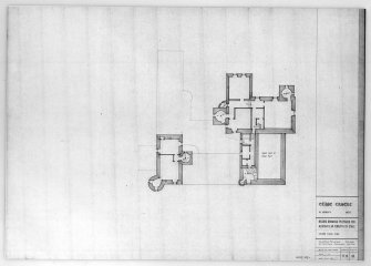 Photographic copy of drawing showing second floor plan.
Record drawing prepared for Alistair C W Forsyth of Ethie.