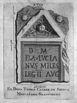 Plate XVIII from 'Stones from the Roman Walls'
Insc. 'Ex Dono Thomae Calder de Shirva, Mercatoris Glasgvensis'