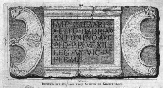 Plate XX from 'Stones from the Roman Walls'
Insc. 'Inventus est hic lapis probe Oppidum de Kirkintilloch.'
