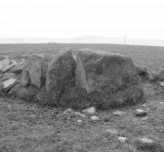 The kerbstones on the SW of the expanded cairn from the interior