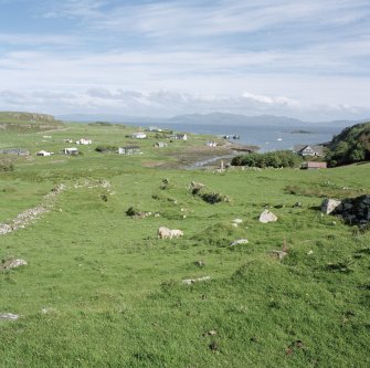 Muck, Sean Bhaile and A'Chill. Township, chapel and burial ground. View from NW, looking across to Port Mor.